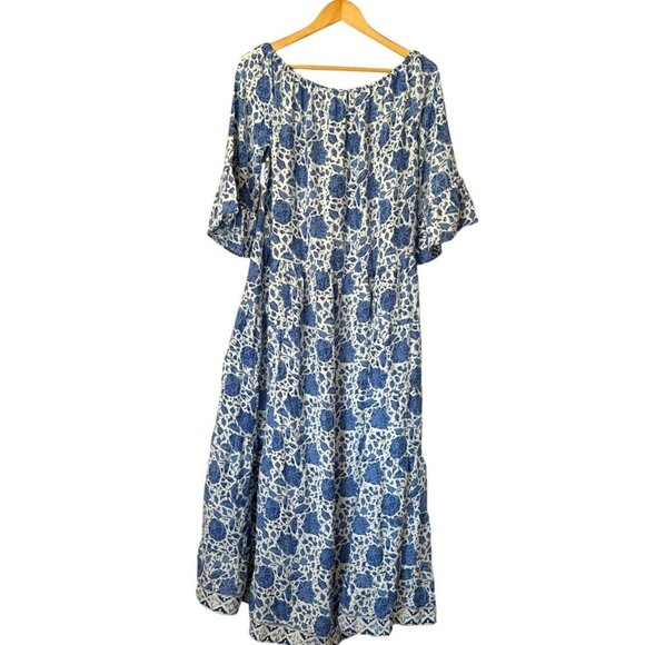 Natalie Martin Womens 100% Silk Mesa Maxi Dress Sz M Geranium Print Boho Prairie - Picture 9 of 9